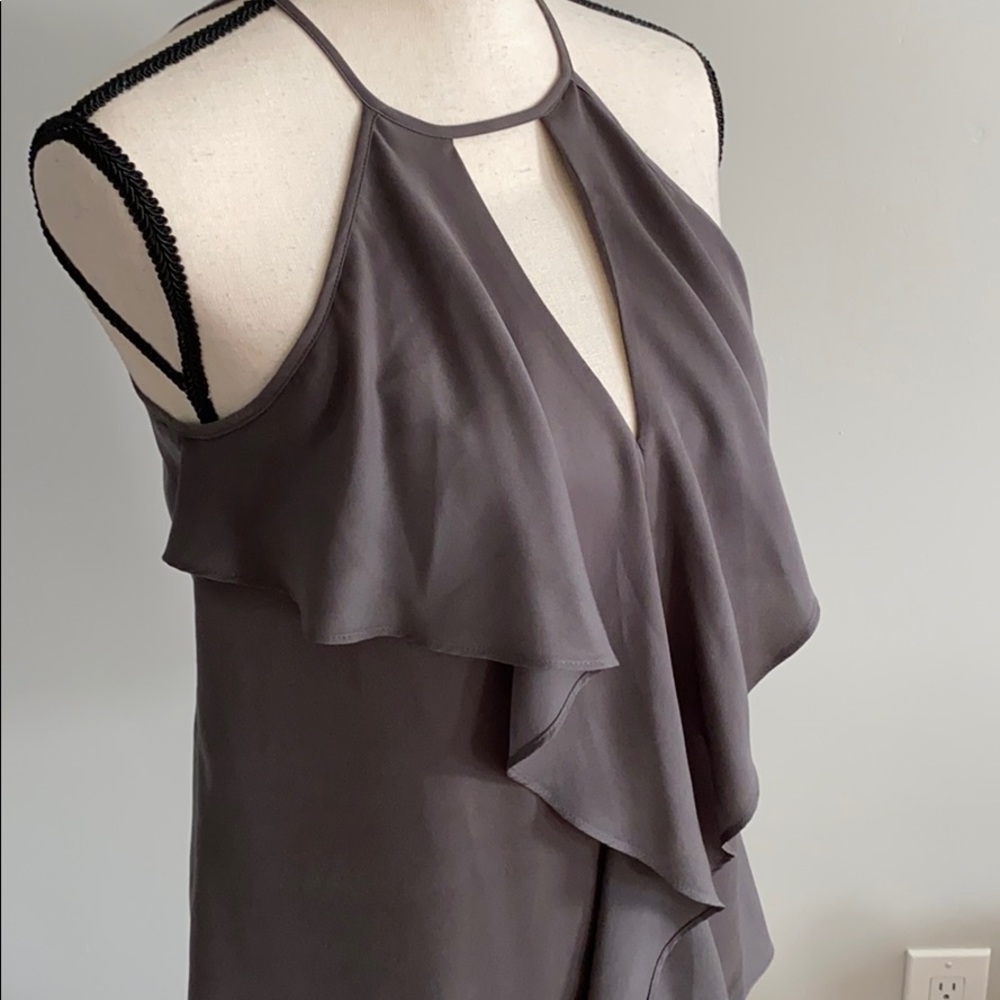 Gray Guess Satin Ruffle Tank - Picture 2 of 5